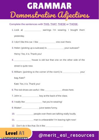 Demonstrative Adjectives