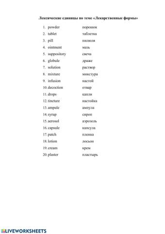 Pronunciation of medicinal forms