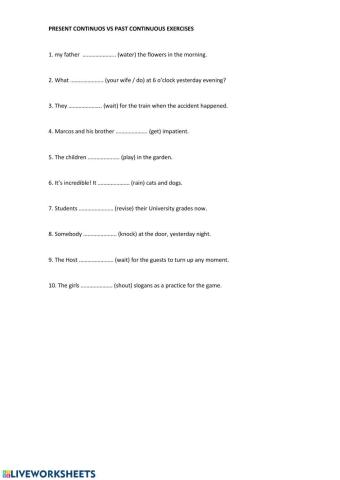 Present continuous vs past continuous