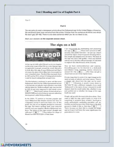 FCE Reading and Use of English Part 6