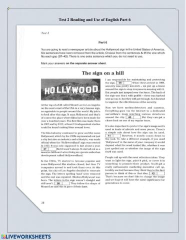 FCE Reading and Use of English Part 6