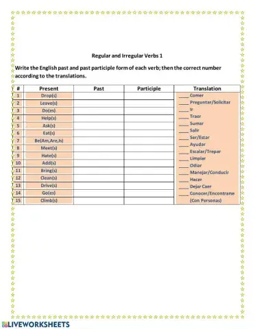 Regular and Irregular verbs 1