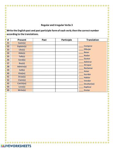 Regular and Irregular verbs 3