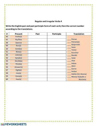 Regular and Irregular verbs 4