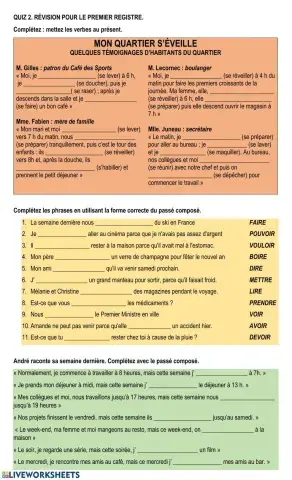 Quiz 2 Français 2 : Révision pour le Premier Registre