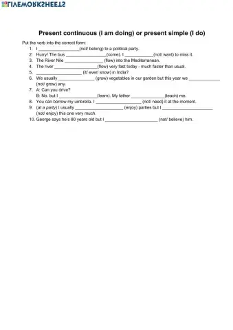 Present Simple or Pesent Continuous