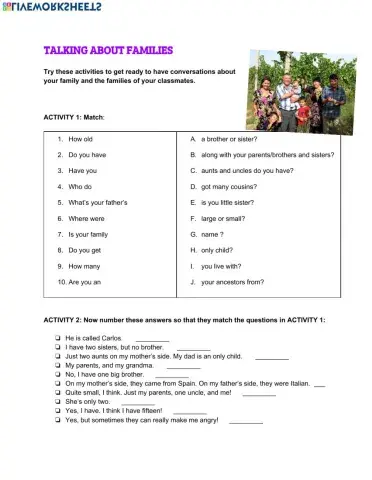 Questions about our families