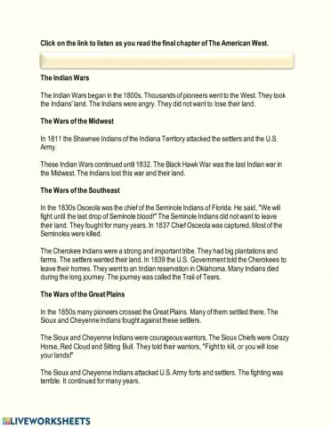 The American West Chapter 6 - Indian Wars