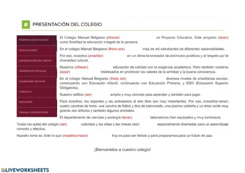 Presentación de un colegio