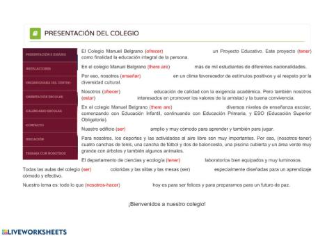 Presentación de un colegio