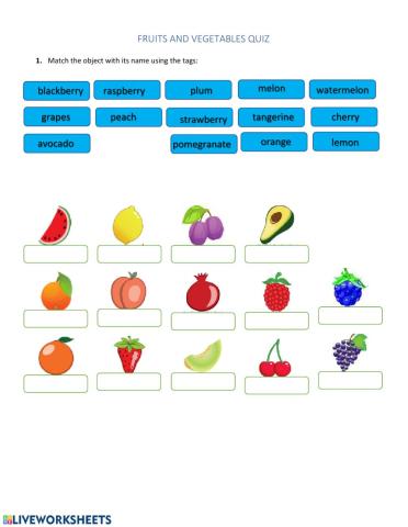 Quiz fruits and vegetables