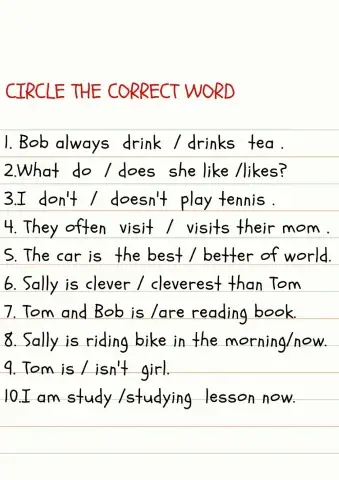 Circle the correct word