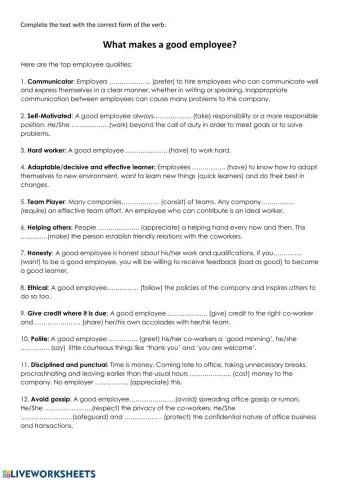 What makes a good employee