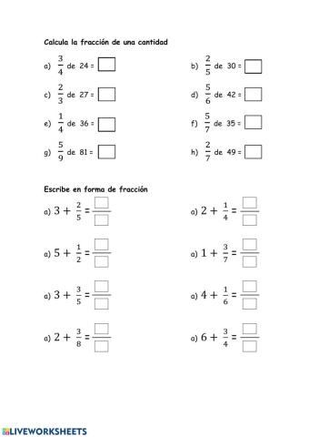 Operaciones con fracciones