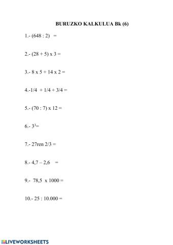 Buruzko kalkulua 6
