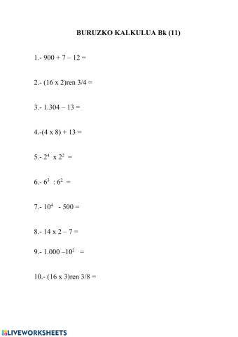 Buruzko kalkulua 11