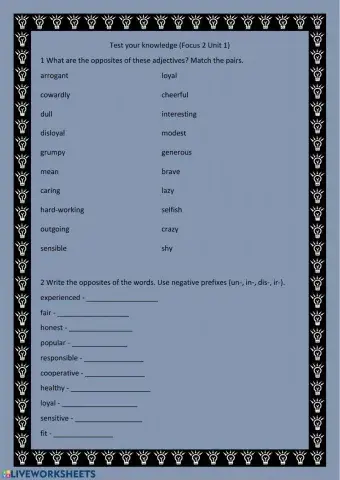 Practice for Focus 2, word store 1