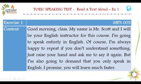 Toeic speaking - Read a text aloud