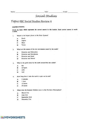 BJC Review- Multiple Choice Questions - 4