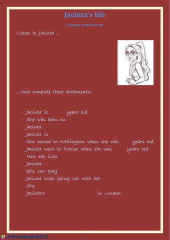 Listen to Jacinta - listening comprehension