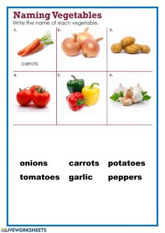 Naming vegetables - 1