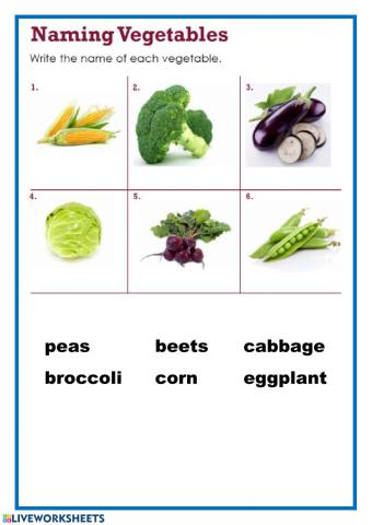 Naming vegetables - 2