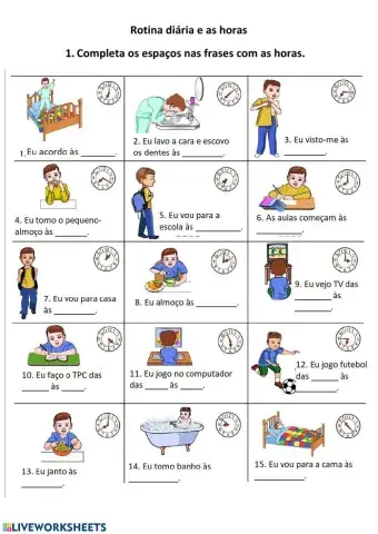 Rotina diária e as horas