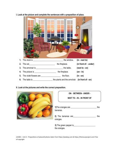 Unit 3 - Prepositions and food