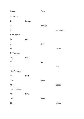 Irreglar verbs