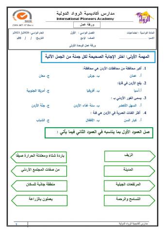 اجتماعيات الوحدة الأولى