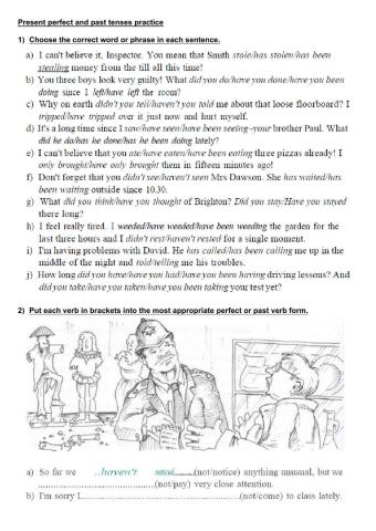 Present perfect and past tenses practice