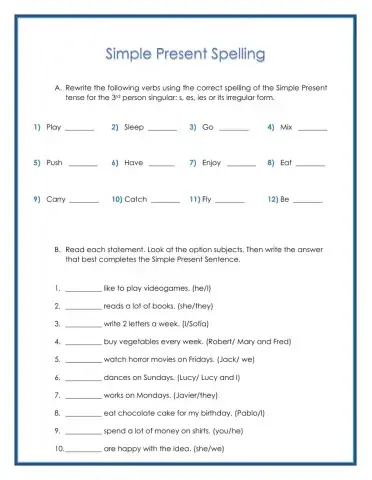 Simple Present spelling