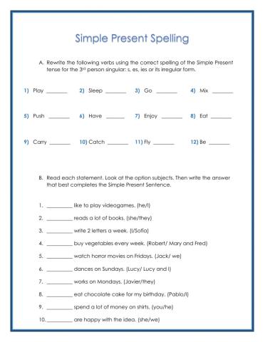 Simple Present spelling