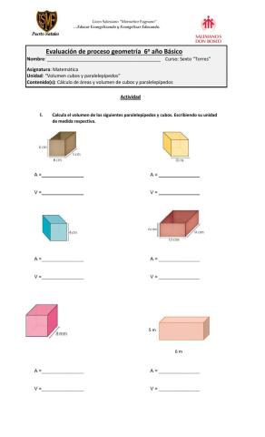 Area y Volumen de cubos y paralelepípedos