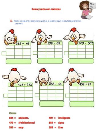Suma y restas con centenas