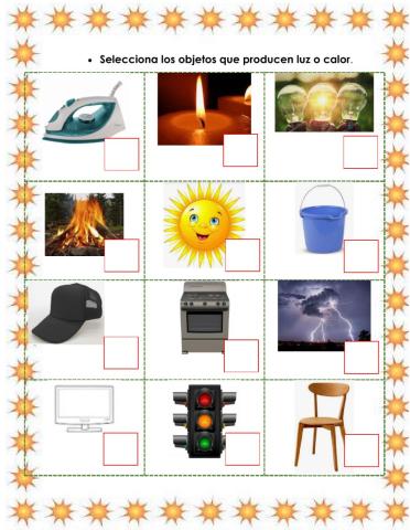 Objetos que producen luz y calor