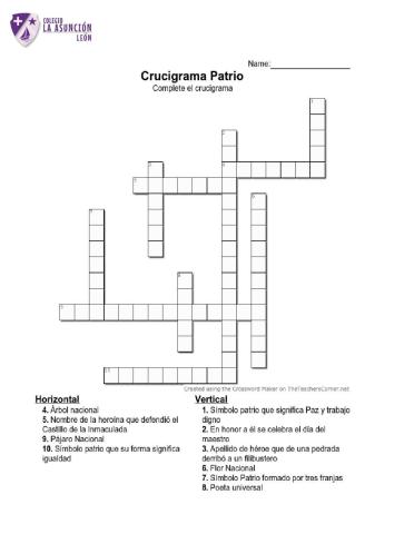 Crucigrama Patrio