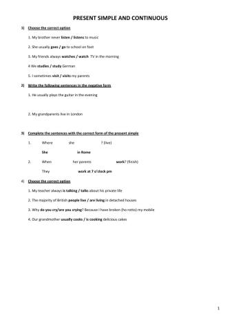 Present simple and present continuous