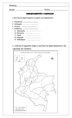 Departamentos y capitales de Colombia