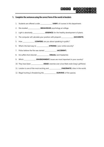 Word Formation Practice