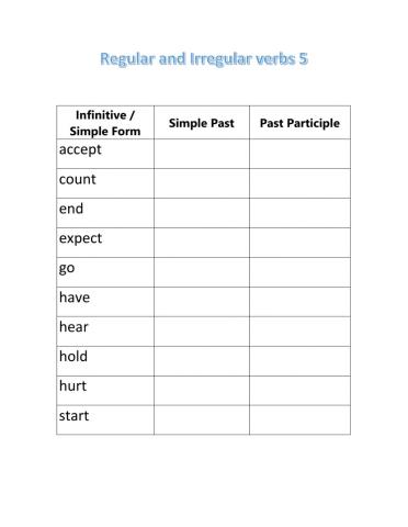 Regular and Irregular verbs 5