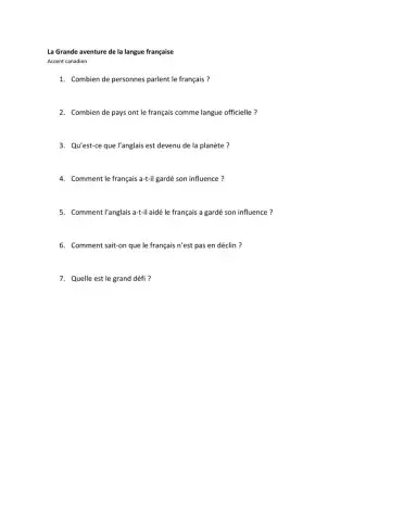 La grande aventure de la langue française