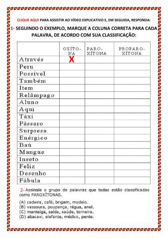 Atividade - regras de acentuação