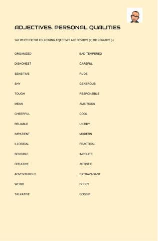 PERSONALITY TRAITS. ADJECTIVES OF PERSONALITY