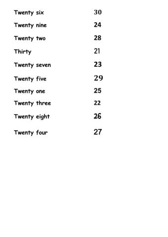 Numbers 20-30
