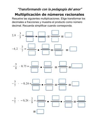 Operaciones con números racionales Guía 2