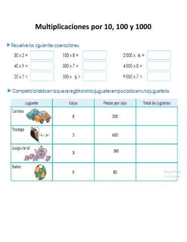 Multiplicaciones por 10, 100 o 1000