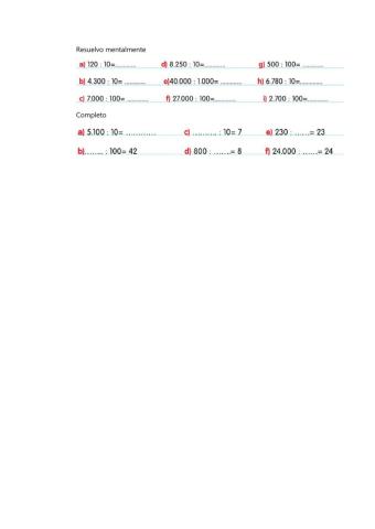 División por unidad seguida de ceros
