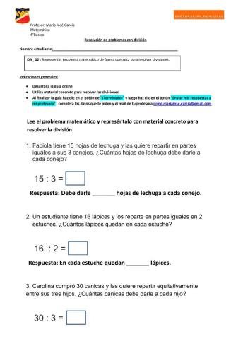 Guía Representación de problemas con división 1
