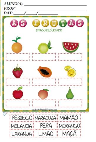 Atividade arraste e solte nome de frutas
